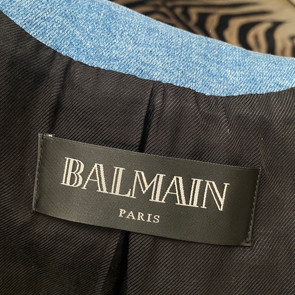 BALMAIN BLUE DENIM BLAZER SIZE 12 WORN ONLY ONCE - Picture 6 of 9